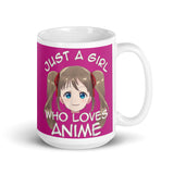 Just a Girl Who Loves Anime 4 White glossy mug