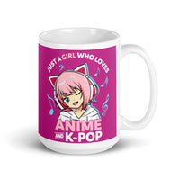 Just a Girl Who Loves Anime & K-pop White glossy mug