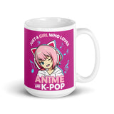 Just a Girl Who Loves Anime & K-pop White glossy mug