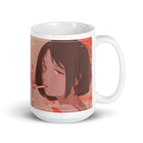 Smoking Anime Girl White glossy mug