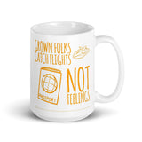 Grown Folks Catch Flights White glossy mug