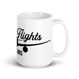 Catch Flights Not Feelings 23 White glossy mug