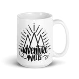 Adventure Awaits White glossy mug