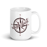 Wanderlust Compass White glossy mug