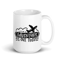 Adventure is Out There White glossy mug