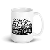 Let's Explore this Awesome World White glossy mug