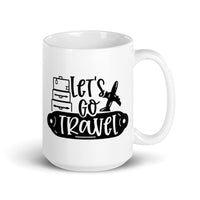 Let's Go Travel White glossy mug