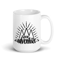 Seek Adventure White glossy mug