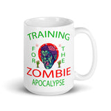 Training for the Zombie Apocalypse White glossy mug