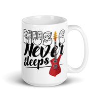 Music Never Sleeps White glossy mug