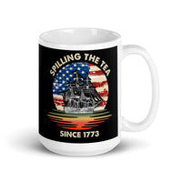 Spilling the Tea Since 1773 White glossy mug