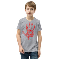 Zombie Bloody Handprint Youth Short Sleeve T-Shirt