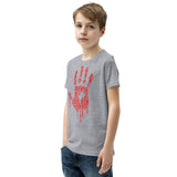 Zombie Bloody Handprint Youth Short Sleeve T-Shirt