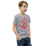 Zombie Bloody Handprint Youth Short Sleeve T-Shirt