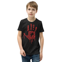 Zombie Bloody Handprint Youth Short Sleeve T-Shirt