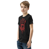 Zombie Bloody Handprint Youth Short Sleeve T-Shirt