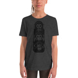 Speak, Hear, See No Evil Monkeys Youth Short Sleeve T-Shirt