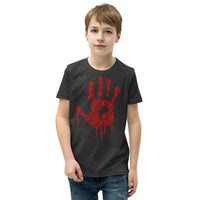 Zombie Bloody Handprint Youth Short Sleeve T-Shirt