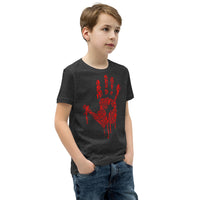 Zombie Bloody Handprint Youth Short Sleeve T-Shirt