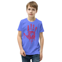 Zombie Bloody Handprint Youth Short Sleeve T-Shirt