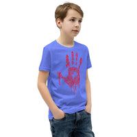 Zombie Bloody Handprint Youth Short Sleeve T-Shirt