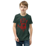 Zombie Bloody Handprint Youth Short Sleeve T-Shirt