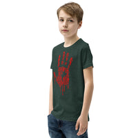 Zombie Bloody Handprint Youth Short Sleeve T-Shirt