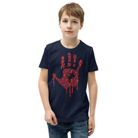 Zombie Bloody Handprint Youth Short Sleeve T-Shirt