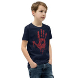 Zombie Bloody Handprint Youth Short Sleeve T-Shirt