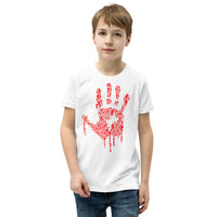 Zombie Bloody Handprint Youth Short Sleeve T-Shirt