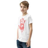 Zombie Bloody Handprint Youth Short Sleeve T-Shirt